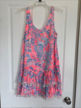Lilly Pulitzer Natashia Pink Sun Ray Siren Ruffle Tank Dress Size Medium